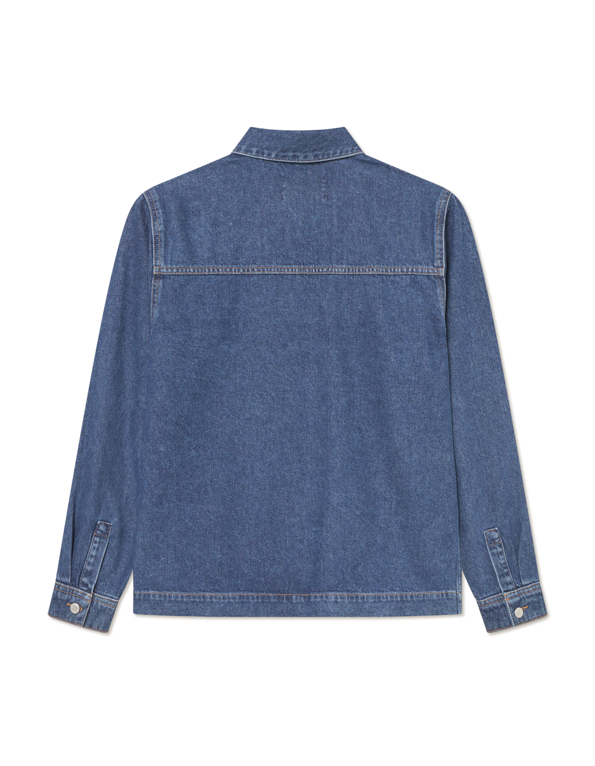 Layton Washed Denim Overshirt - Medium Indigo wash