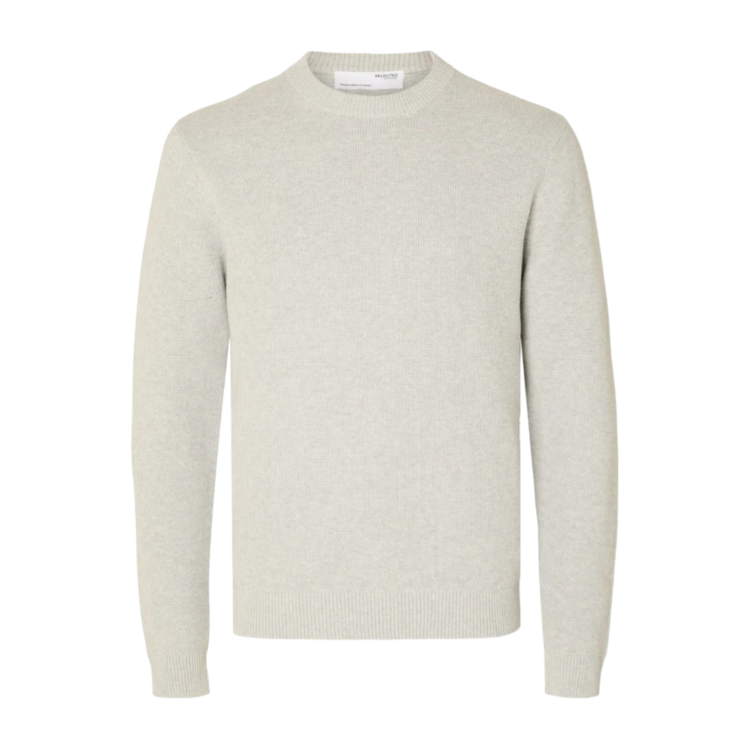 Dane Knit Structure Crew - Light Grey Melange