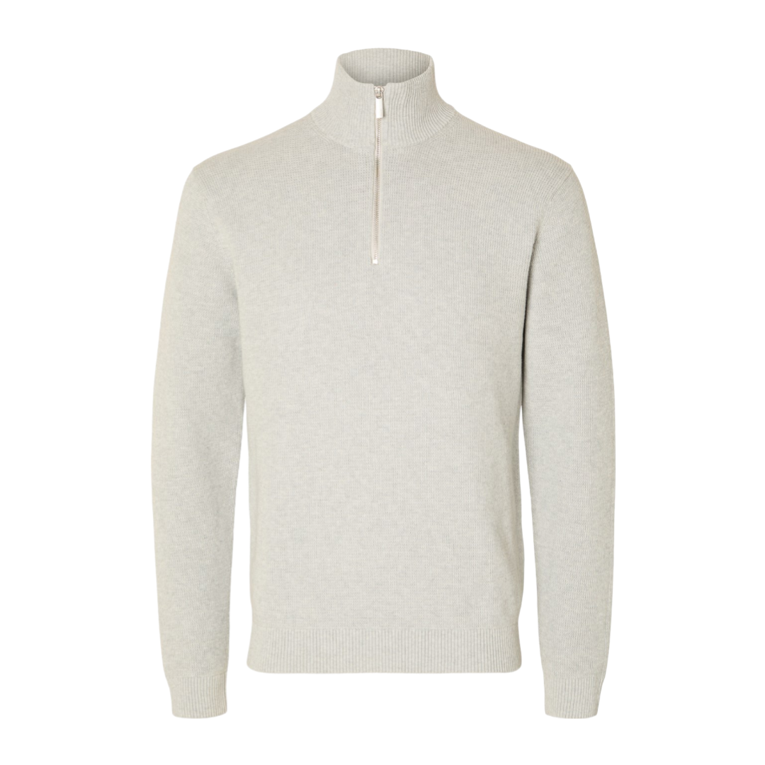 Dane Structure Zip - Light Grey Melange