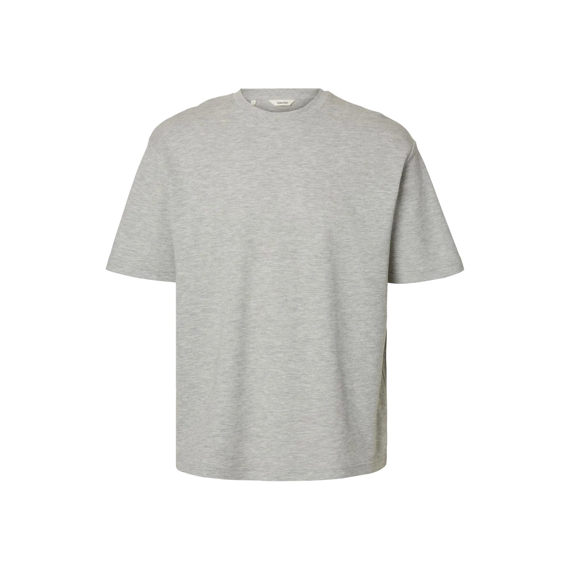 Loose Oscar Short-sleeve O-Neck Tee - Light Grey Melange