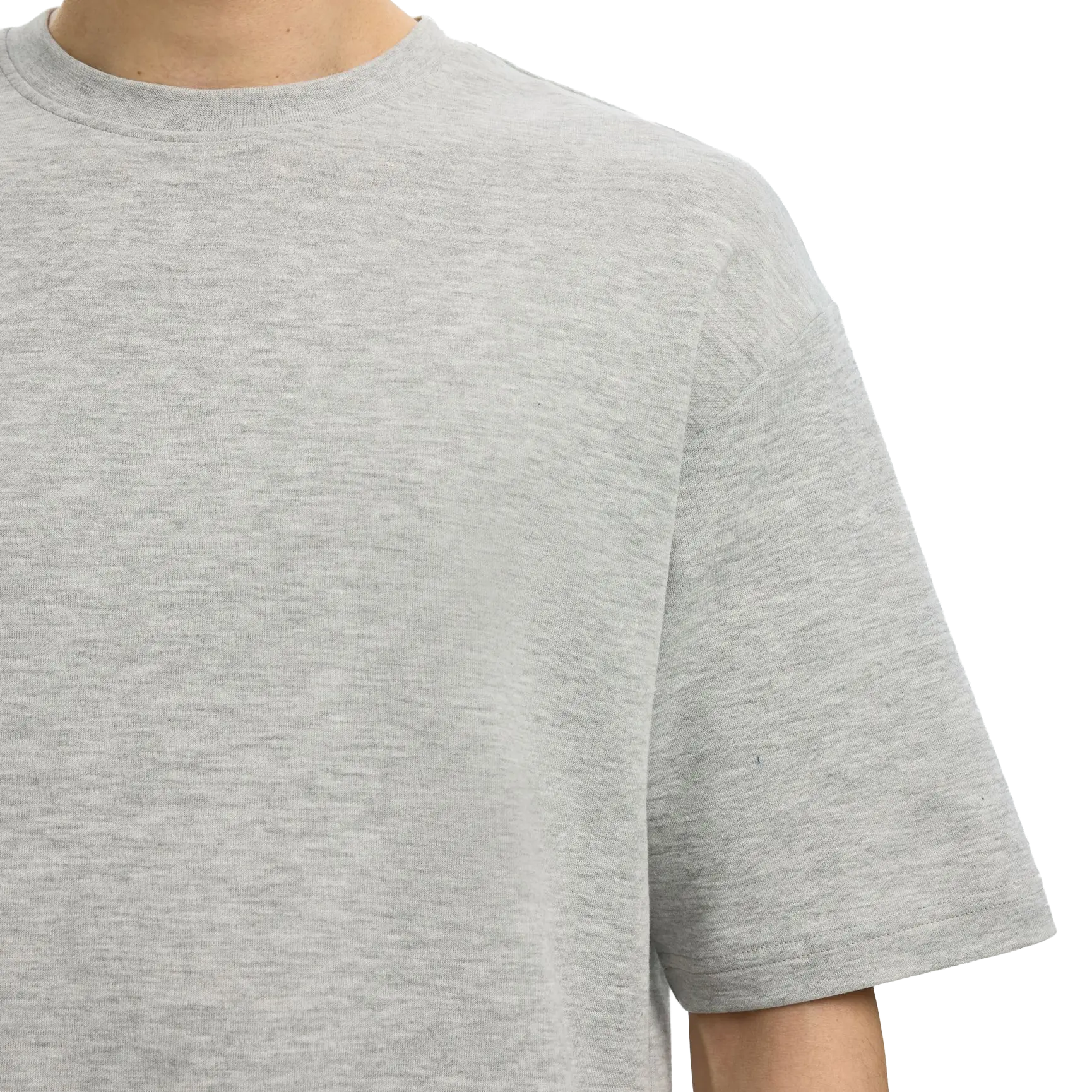 Loose Oscar Short-sleeve O-Neck Tee - Light Grey Melange