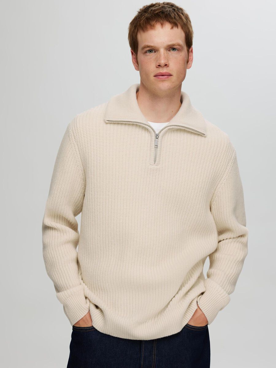 Land Long-Sleeve Knit Half Zip - Tofu