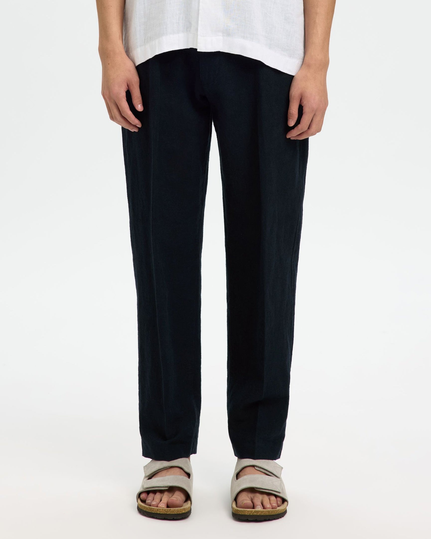 196 Straight Leroy Linen Blend Pant - Sky Captain/Black