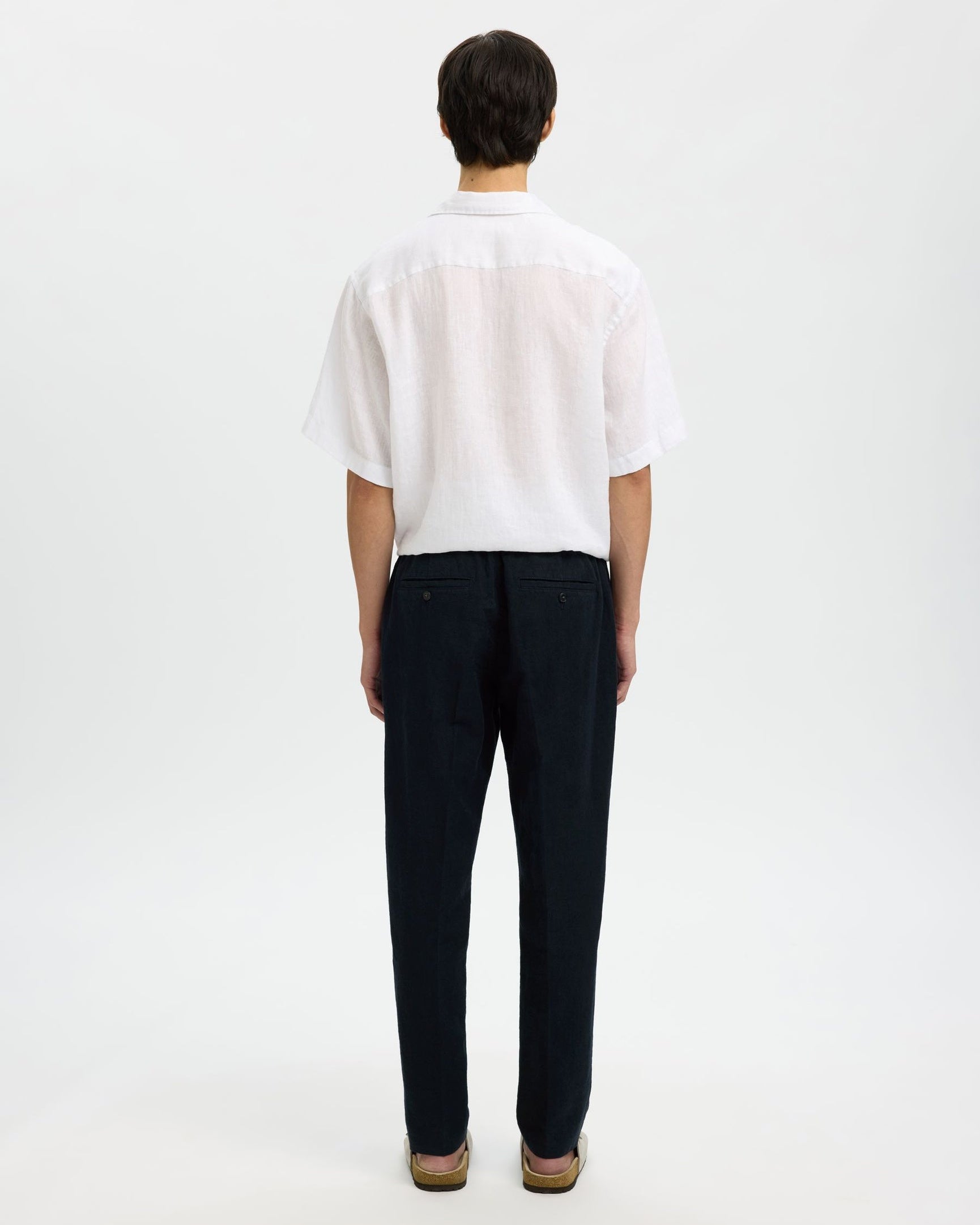 196 Straight Leroy Linen Blend Pant - Sky Captain/Black