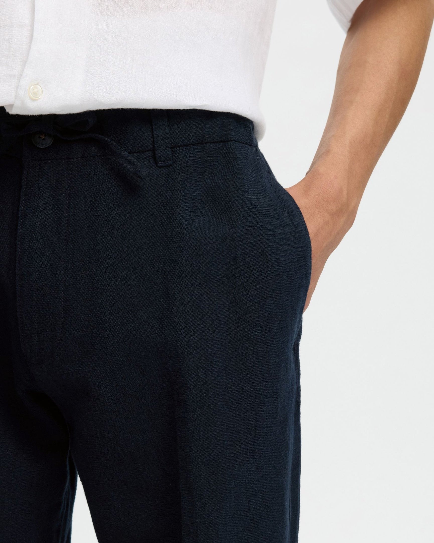 196 Straight Leroy Linen Blend Pant - Sky Captain/Black