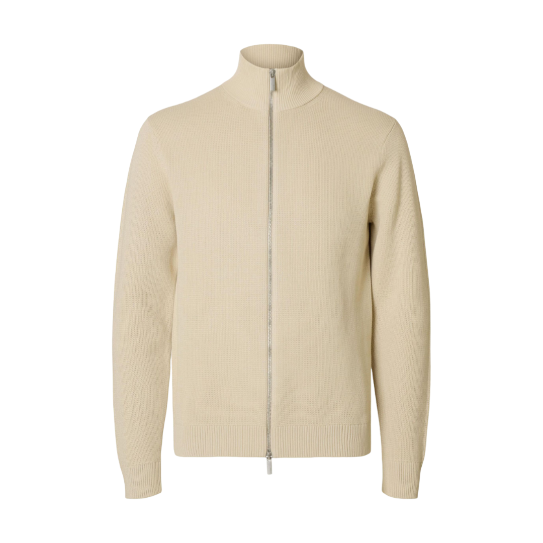 Dane Long-Sleeve Knit Structure Full Zip - Oatmeal