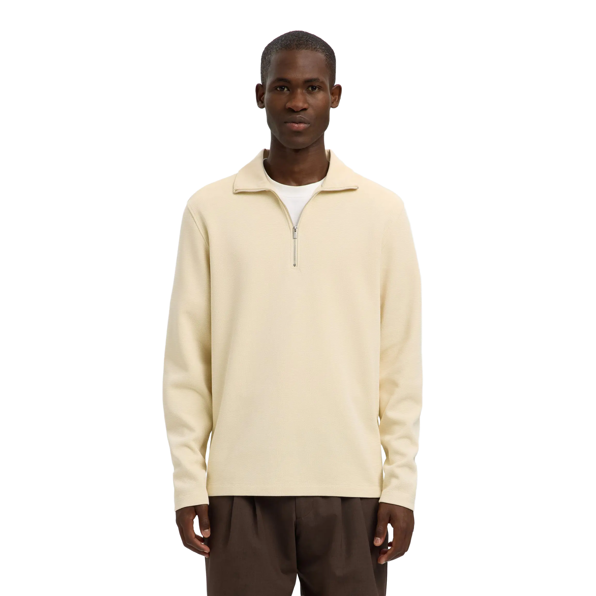 Kev Long-Sleeve Zip Sweat - Angora