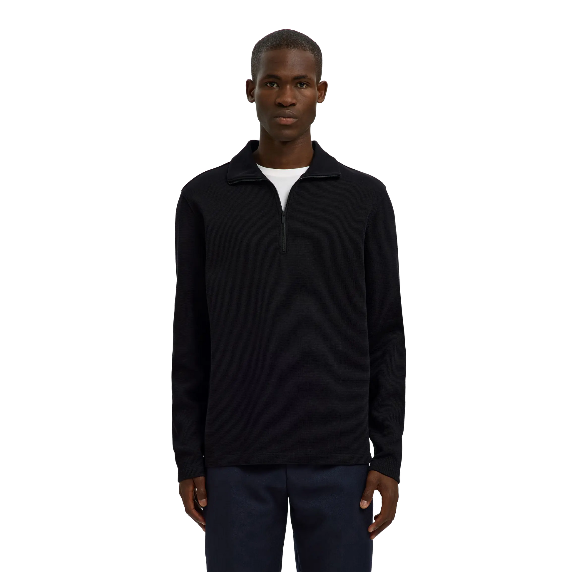 Kev Long-Sleeve Zip Sweat - Black