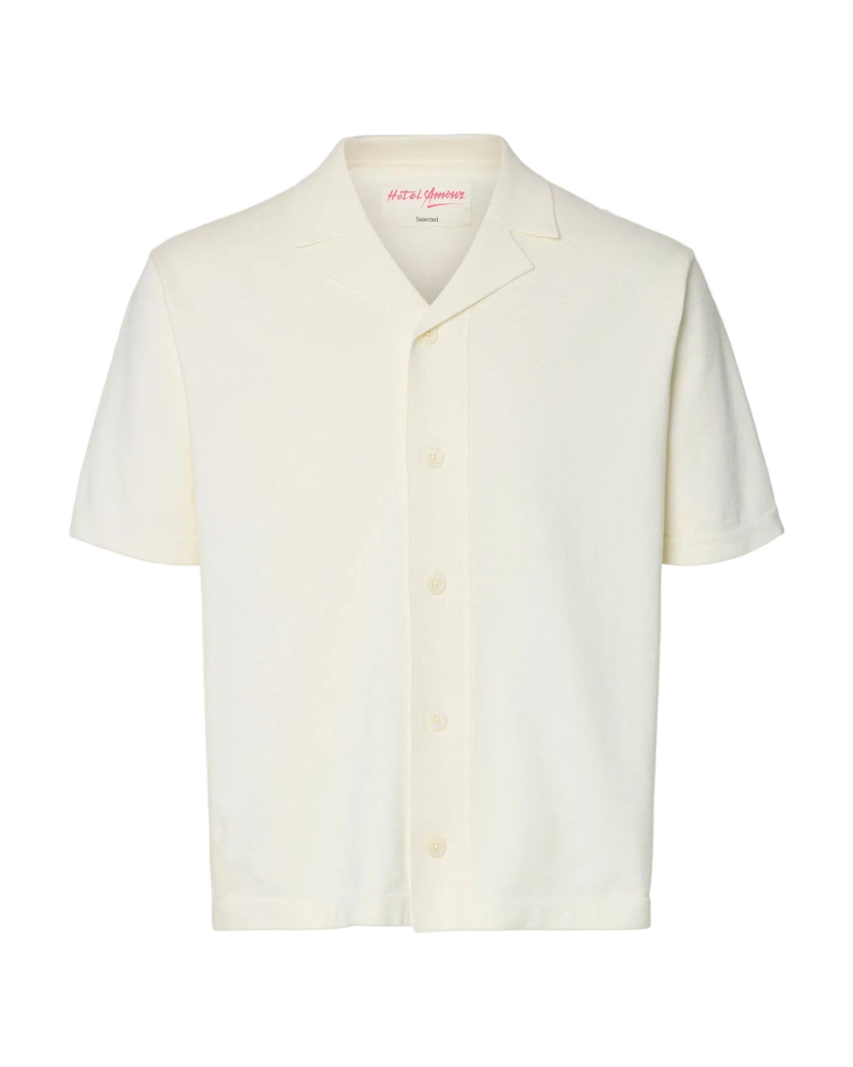 Amour Intarsia Relaxed Polo Cardigan - Egret Artwork