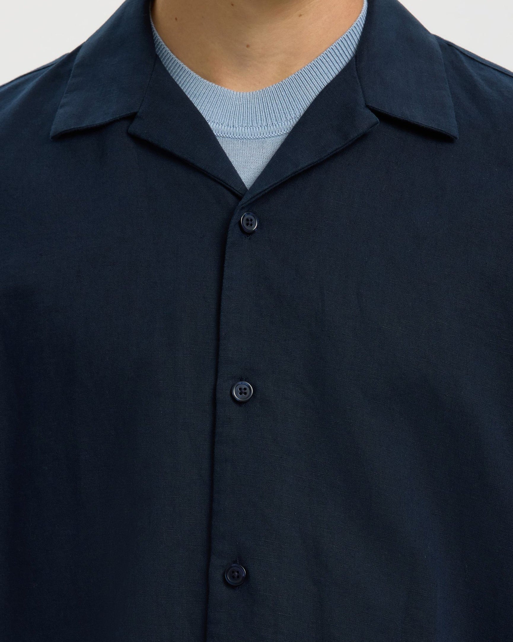 Relax Casper Clay Linenblend Short-sleeve Shirt - Sky Captain