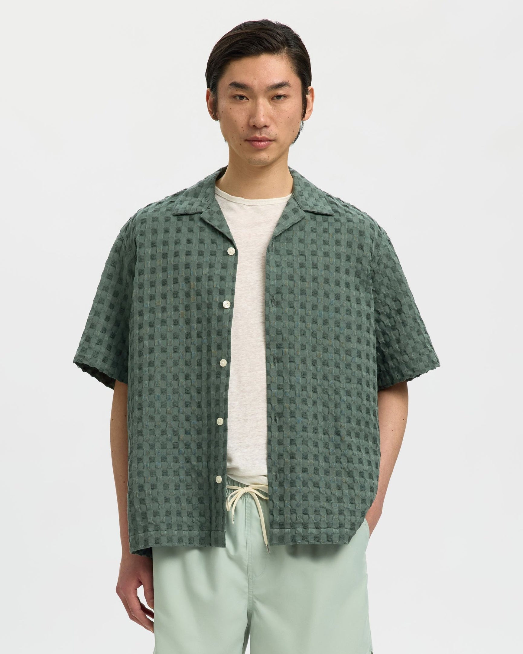 Relax Monty Texture Short-sleeve Shirt - Balsam Green Texture