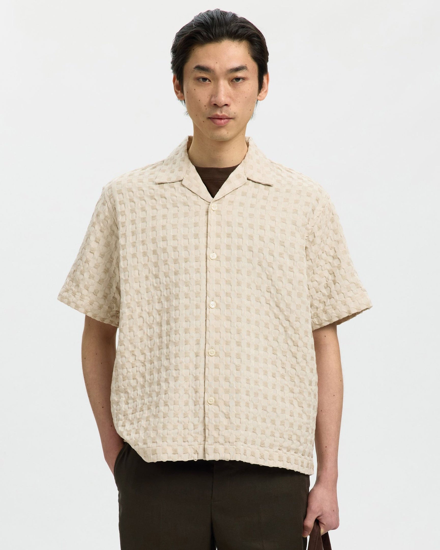 Relax Monty Texture Short-sleeve Shirt - Oatmeal