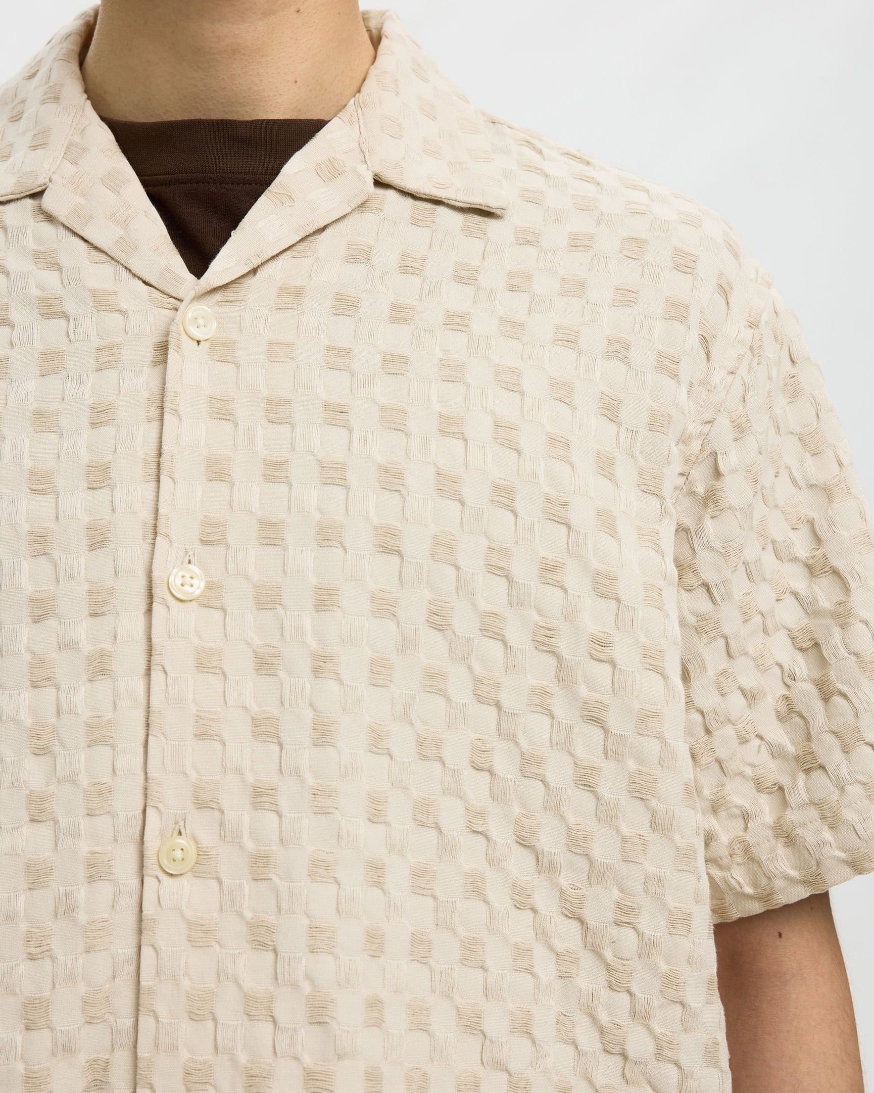 Relax Monty Texture Short-sleeve Shirt - Oatmeal