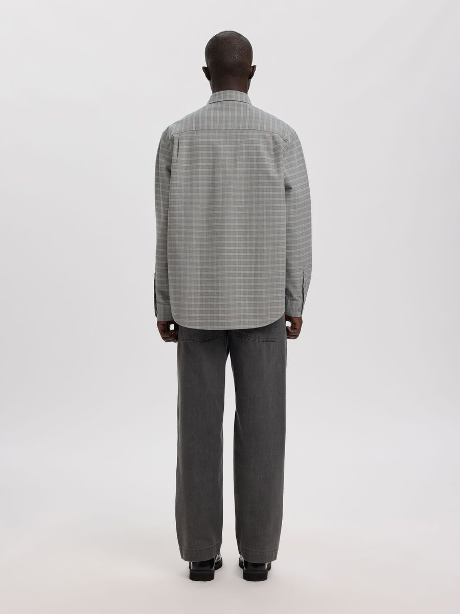 Aslund Mix Oxford Long-sleeve Shirt - Chiseled Stone Grey