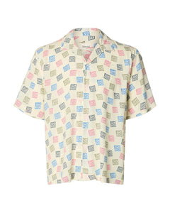 Relax Hotel Amour Stamps Aop Short-sleeve Shirt - Egret Stamps