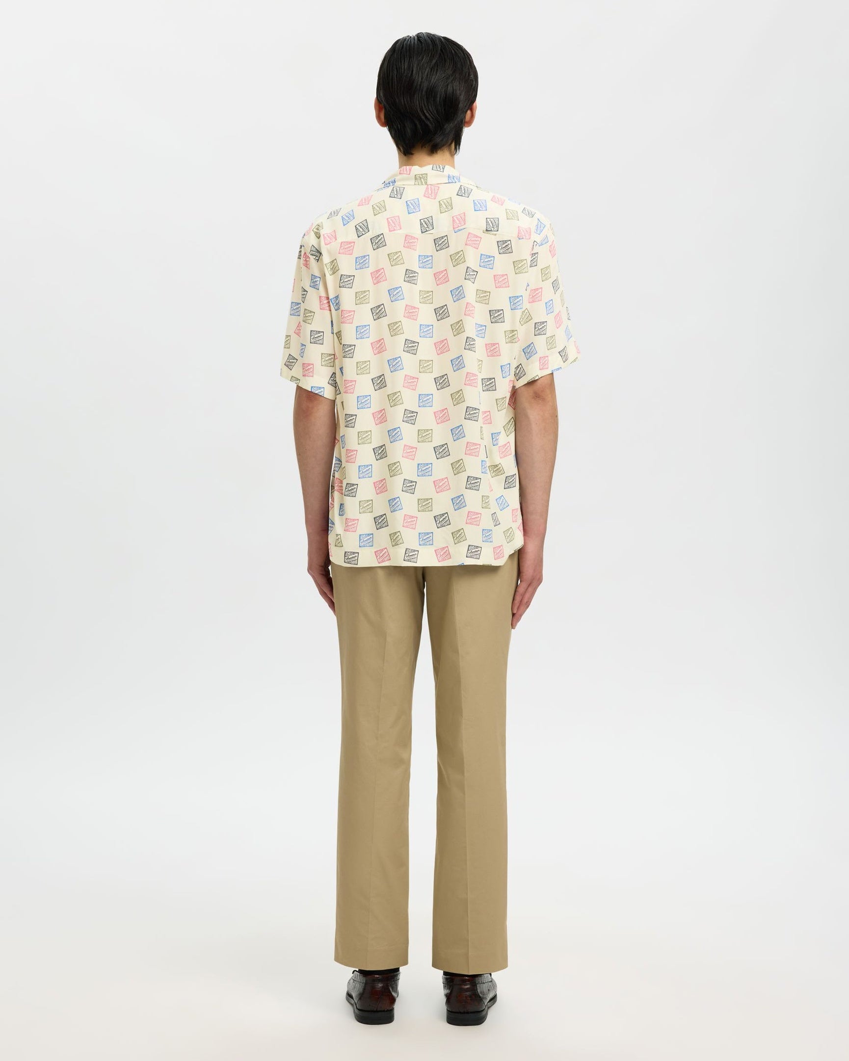 Relax Hotel Amour Stamps Aop Short-sleeve Shirt - Egret Stamps