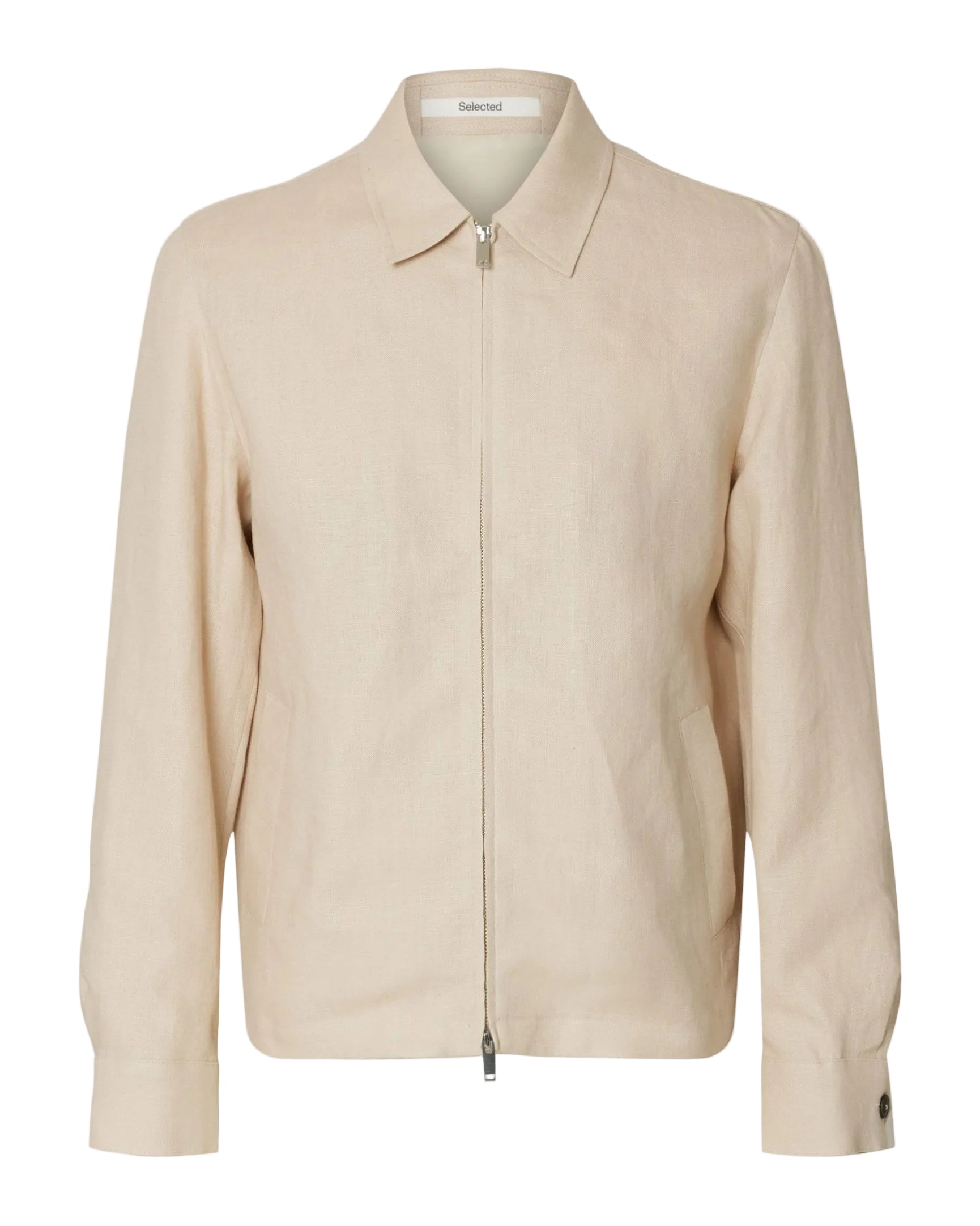 Regular Baird Linen Zip Jacket - Beach Sand