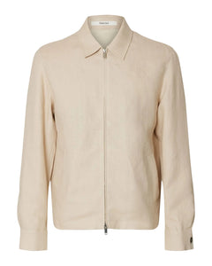 Regular Baird Linen Zip Jacket - Beach Sand