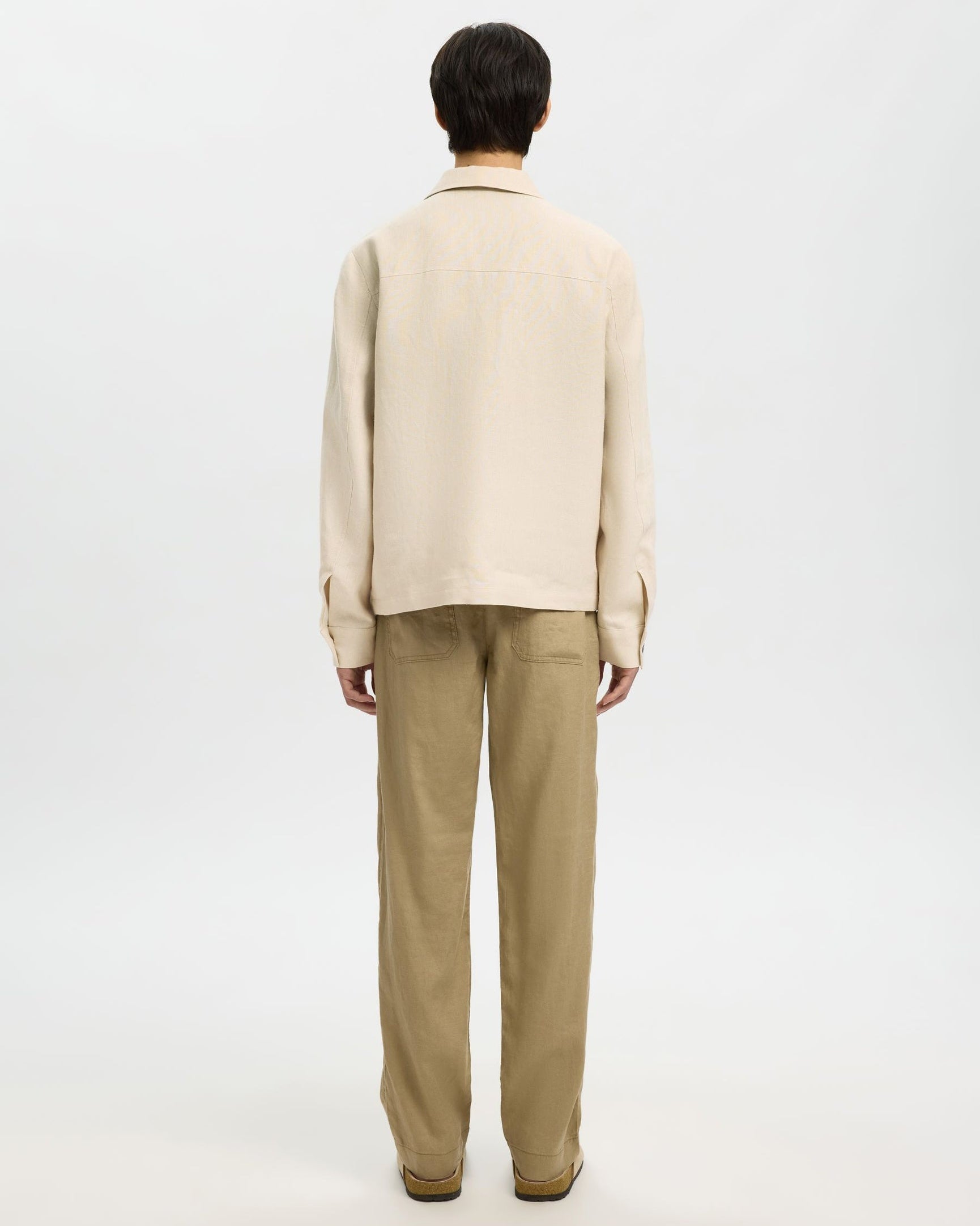 Regular Baird Linen Zip Jacket - Beach Sand
