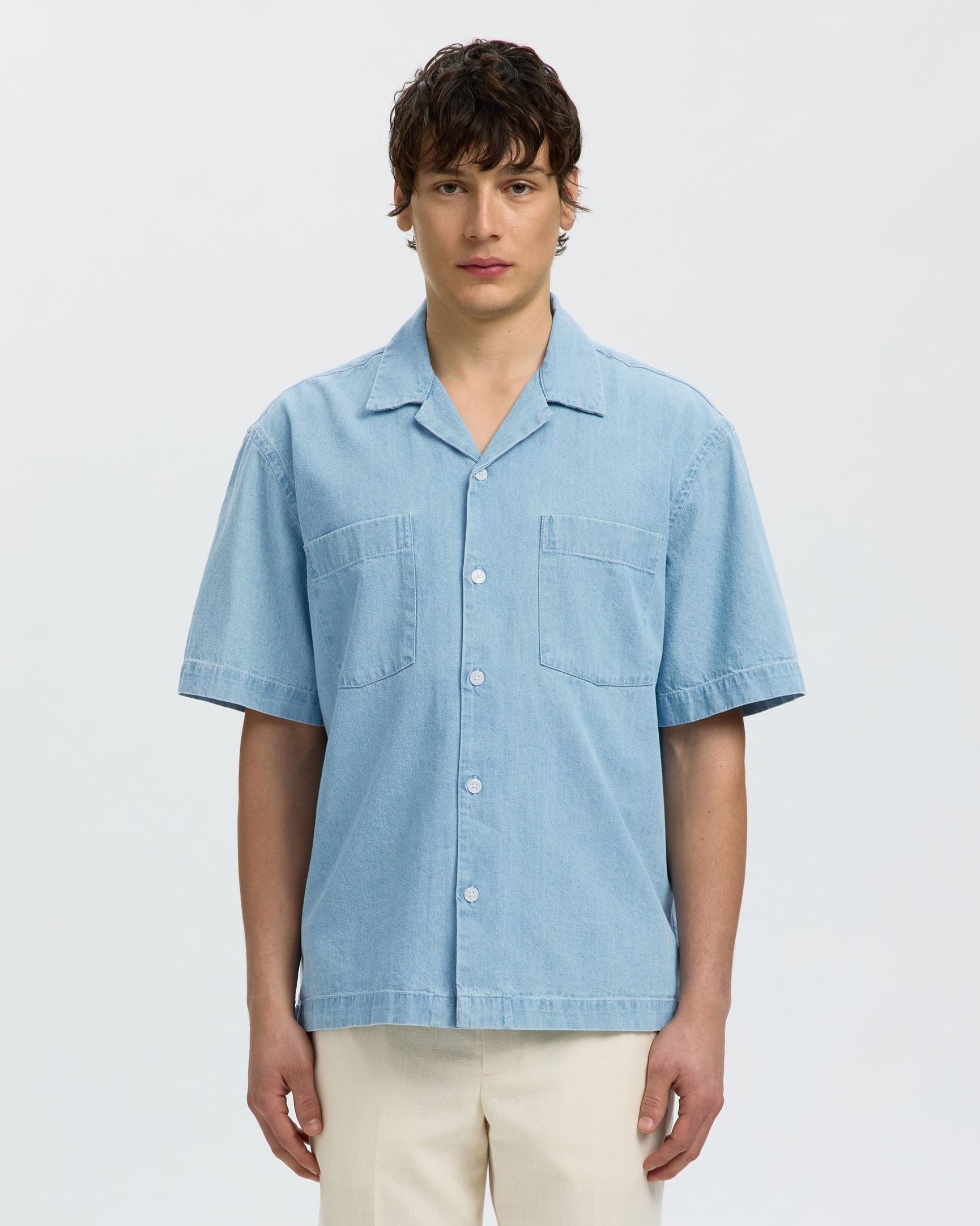 Relax Carlo Denim Short-sleeve Shirt Resort - Light Blue Denim