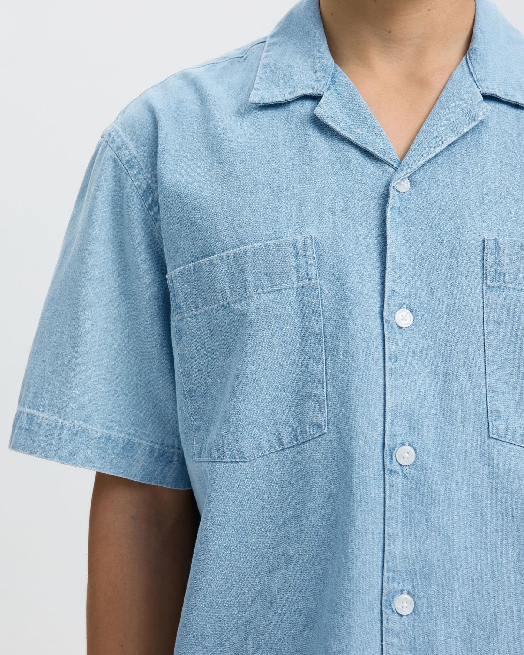 Relax Carlo Denim Short-sleeve Shirt Resort - Light Blue Denim