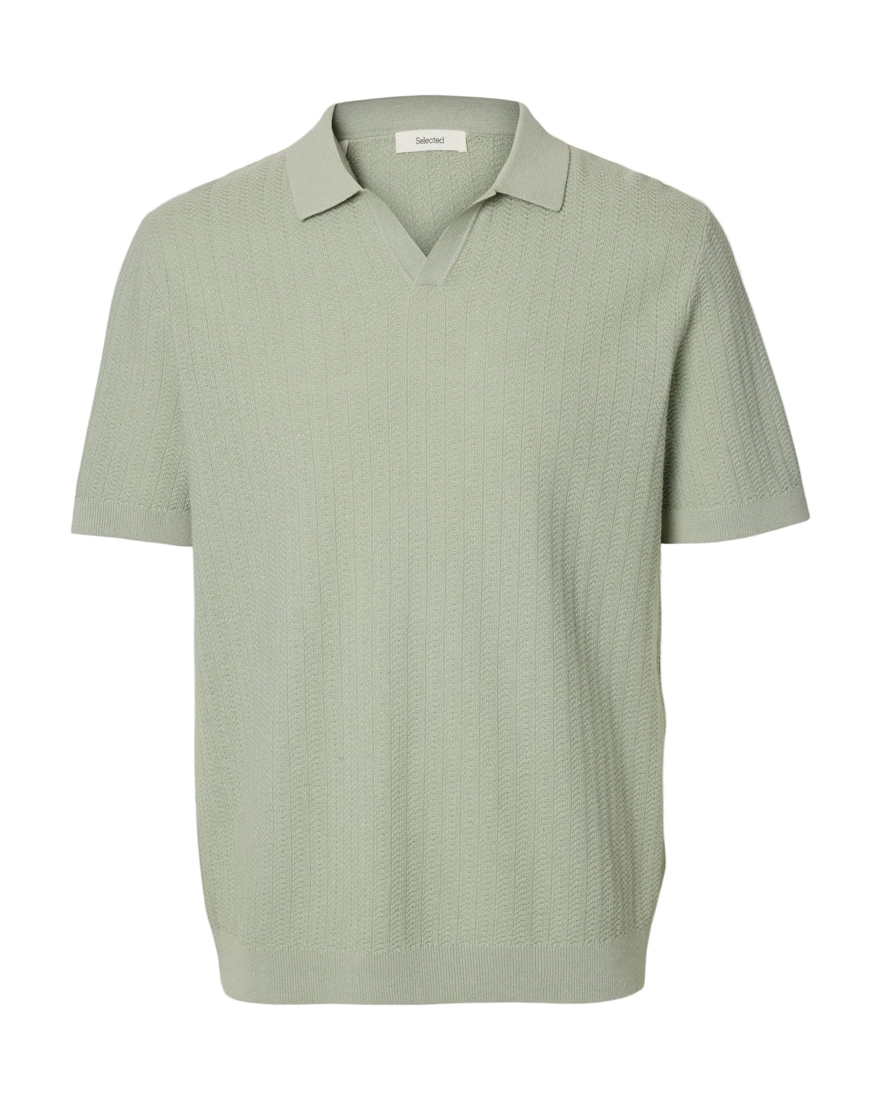 Mattis Short-sleeve Linen Blend Structure Polo - Aqua Gray