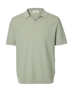 Mattis Short-sleeve Linen Blend Structure Polo - Aqua Gray