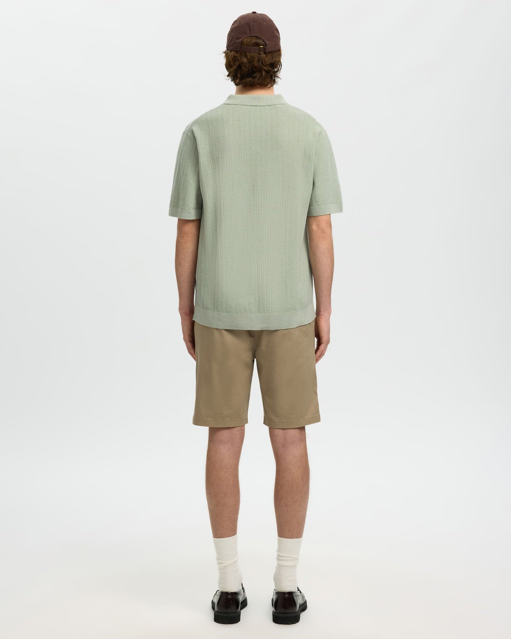 Mattis Short-sleeve Linen Blend Structure Polo - Aqua Gray