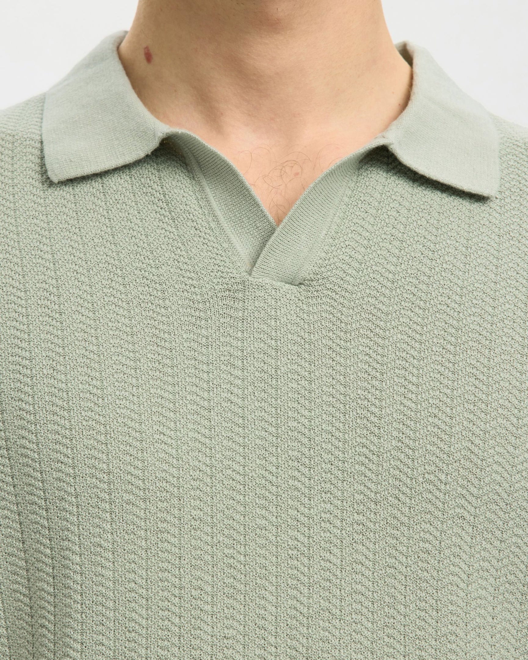 Mattis Short-sleeve Linen Blend Structure Polo - Aqua Gray