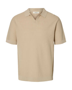 Mattis Short-sleeve Linen Blend Structure Polo - Oatmeal