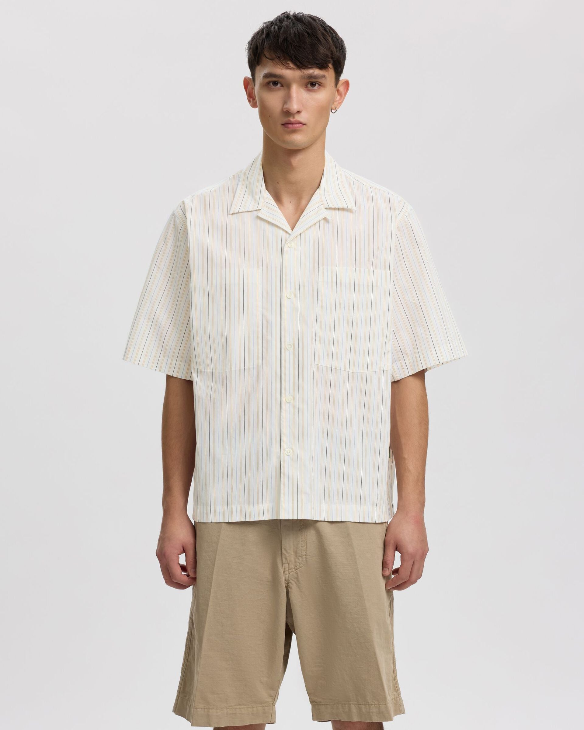 Rex Stripes Short-sleeve Shirt - Egret Stripes