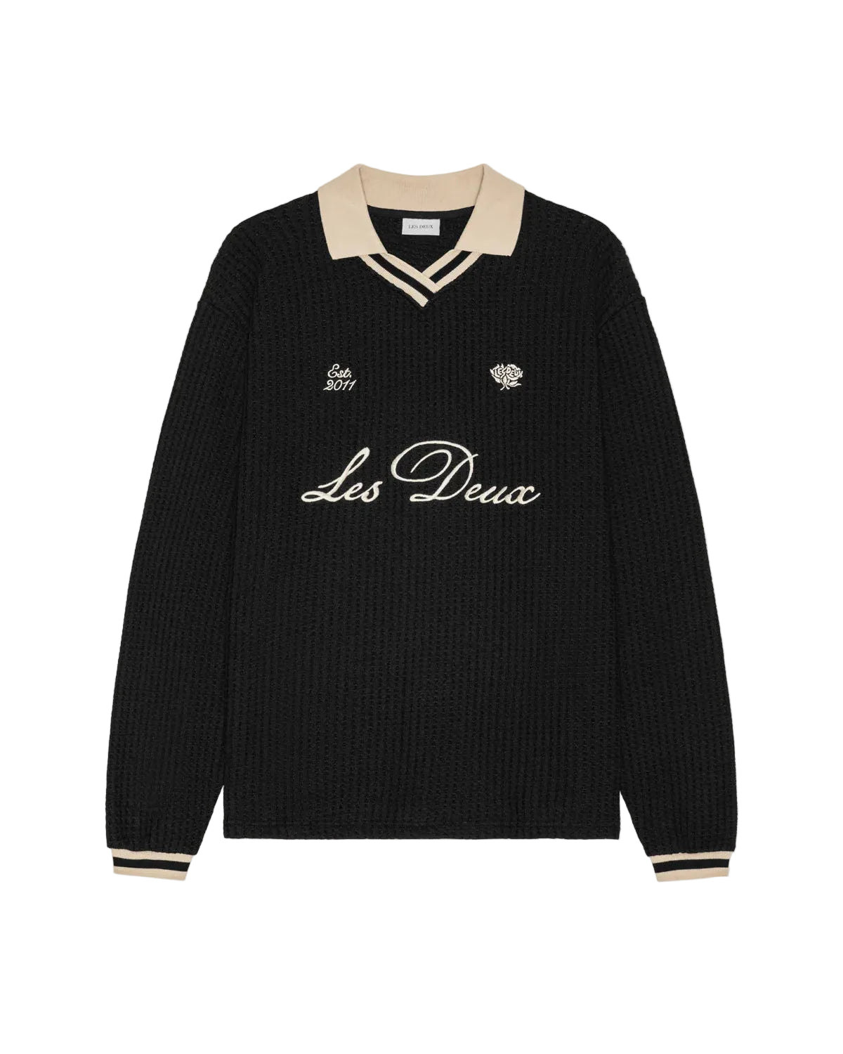 Waffle Long-sleeve Football Jersey - Black