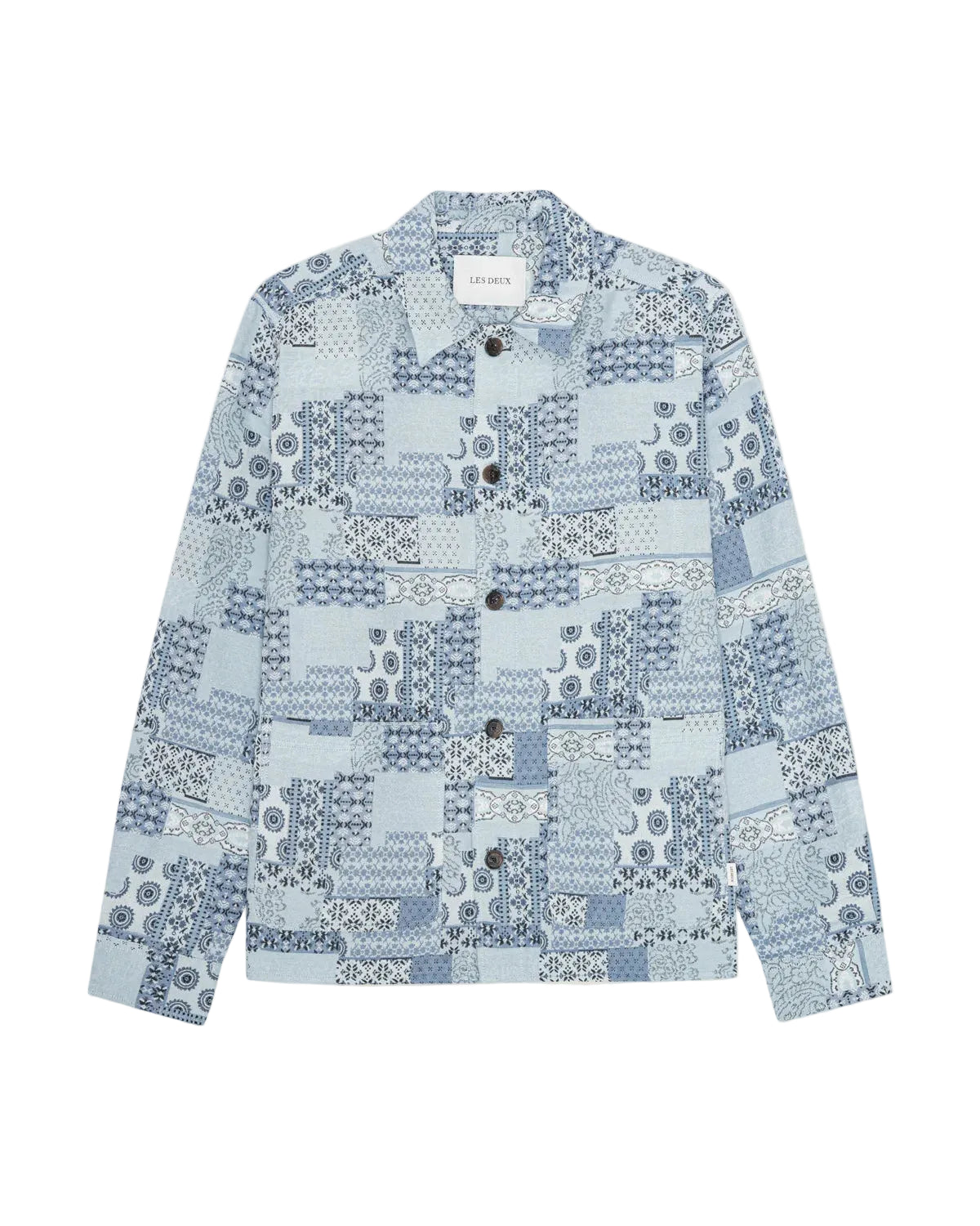 Patchwork Jacquard Overshirt - Skyway Blue