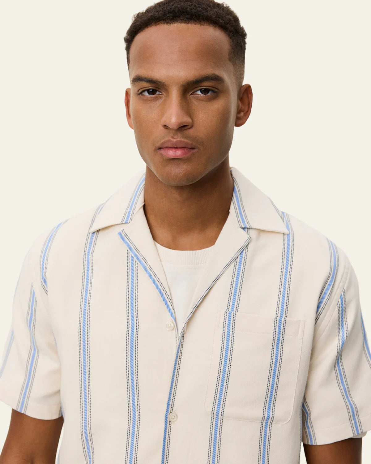 Lawson Stripe Short-sleeve Shirt - Eggnog White