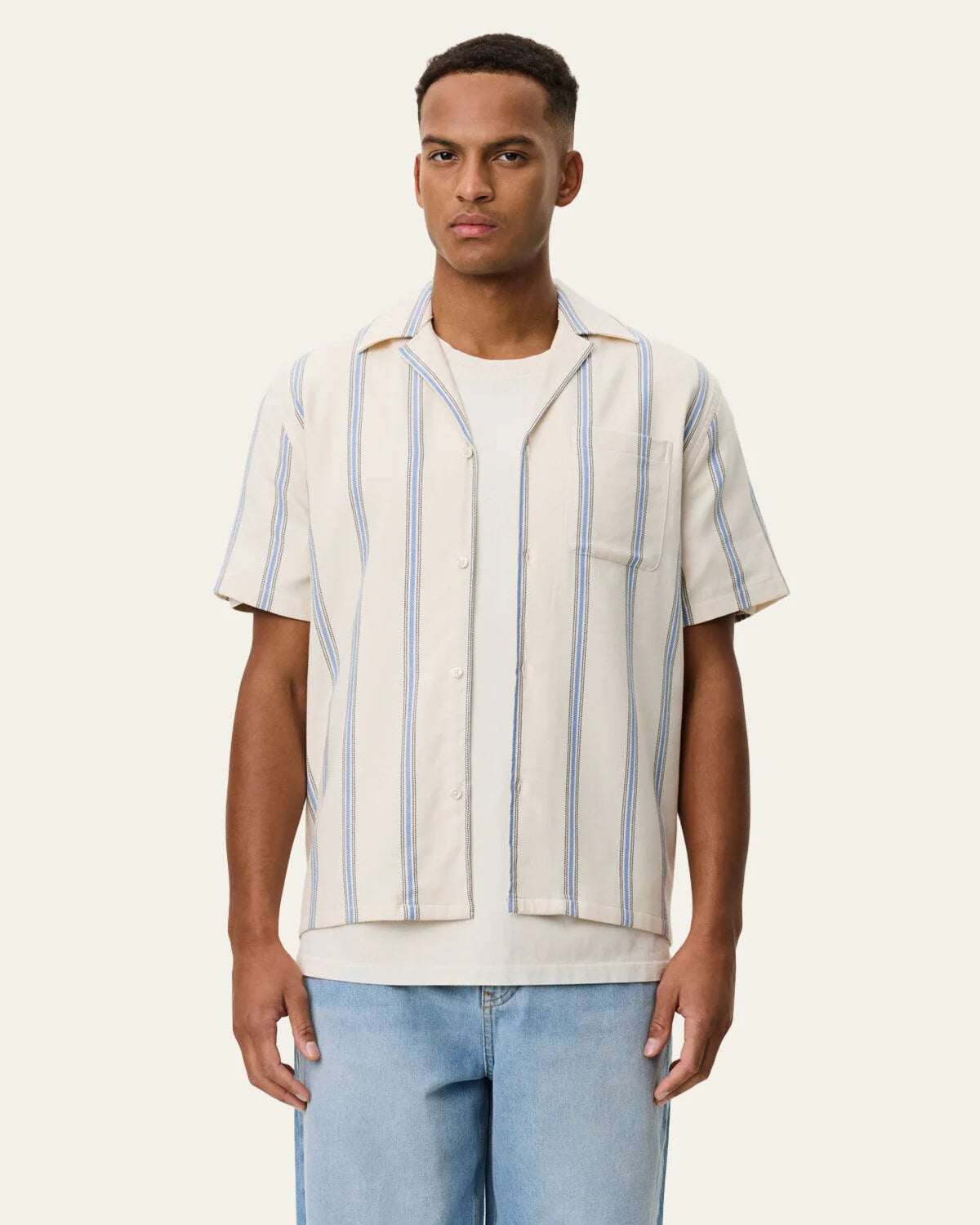 Lawson Stripe Short-sleeve Shirt - Eggnog White