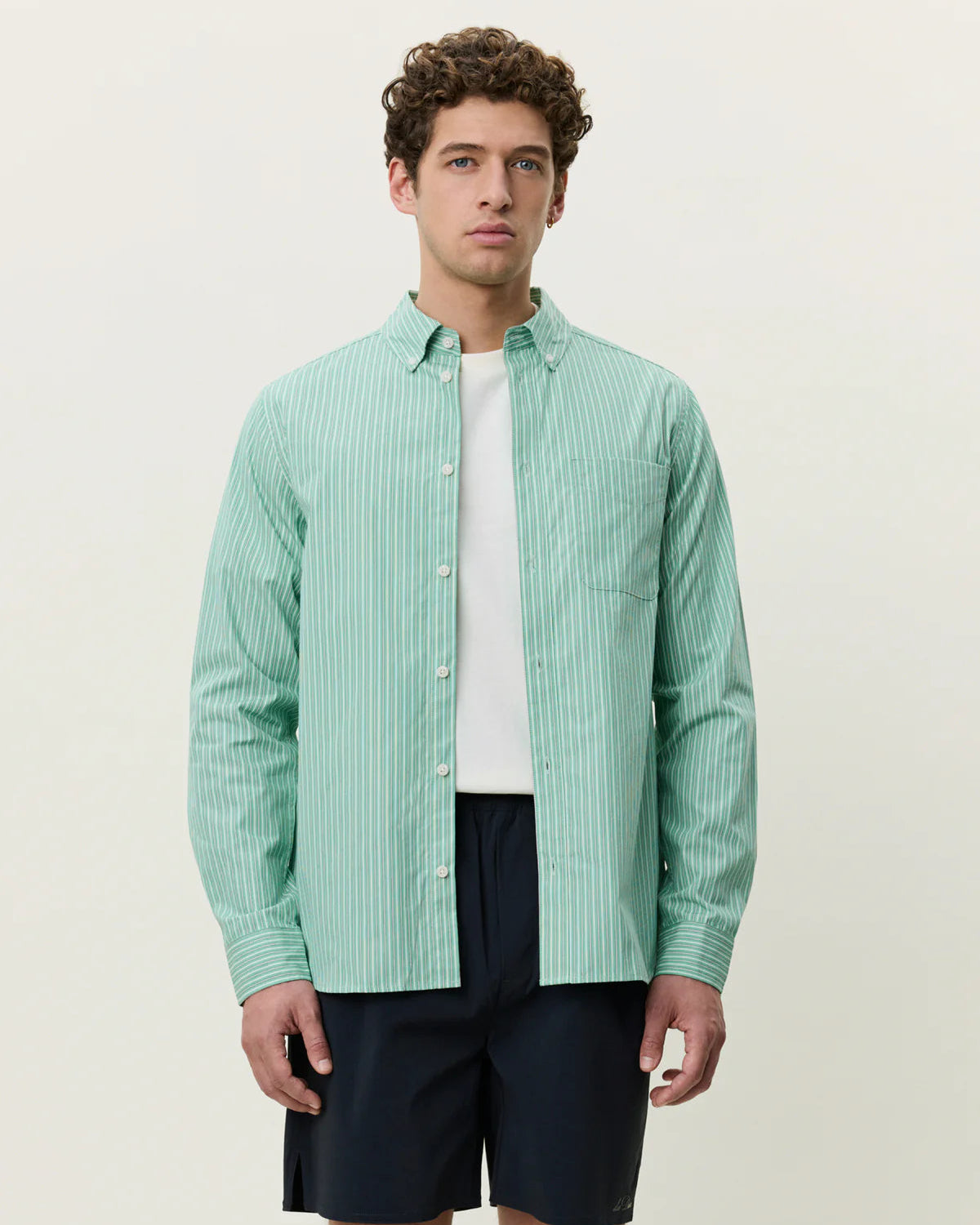 Stripe Poplin Shirt - Green Spruce