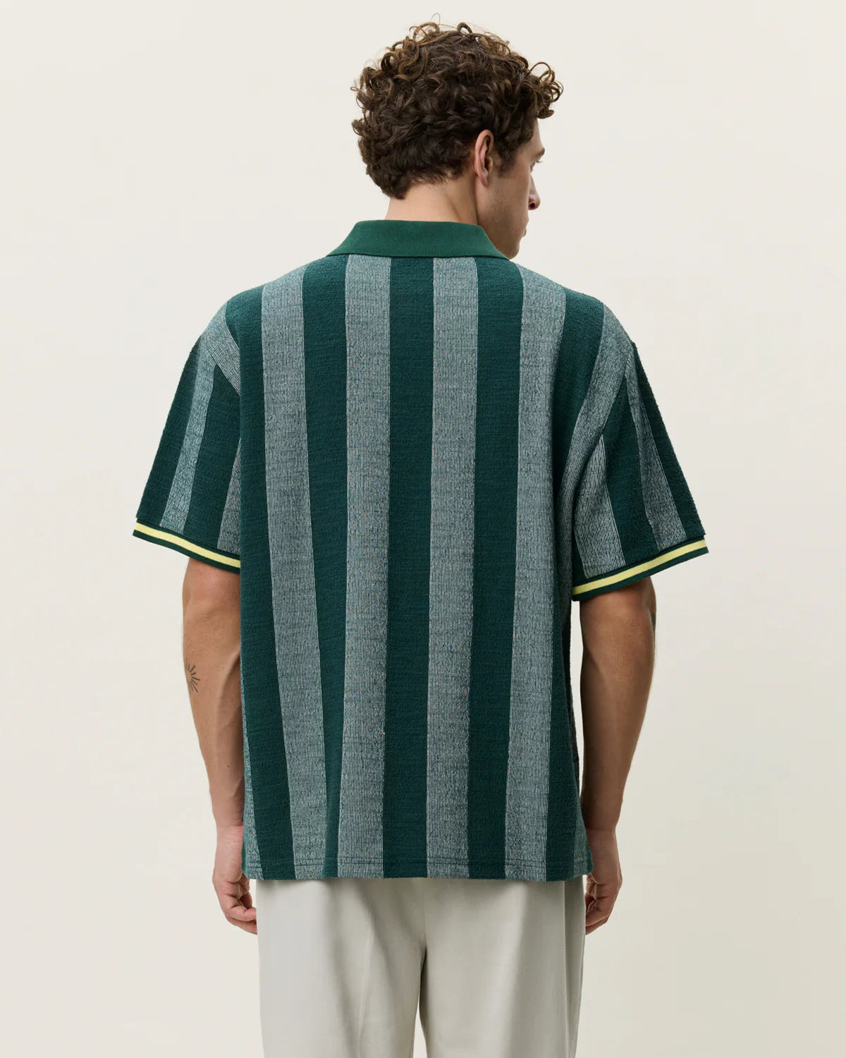 Stripe Jacquard Football Jersey - Pine Green