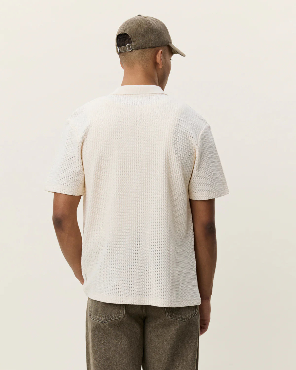 Pointelle Short-sleeve Shirt - Eggnog White