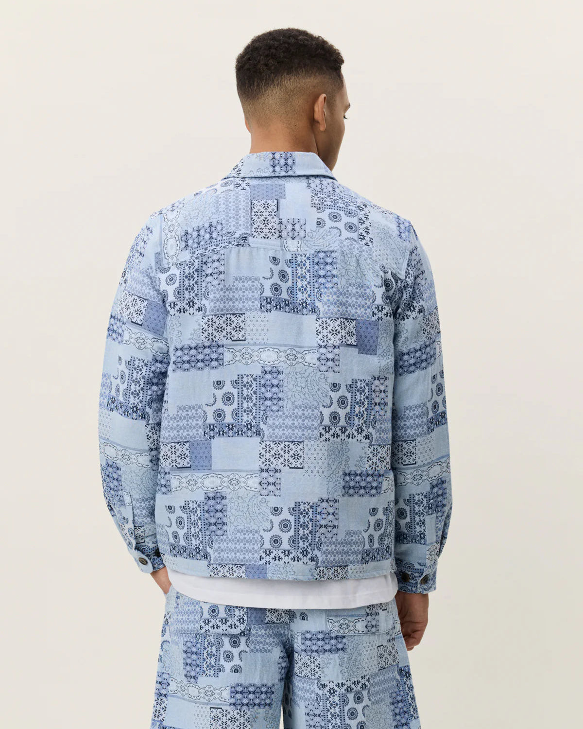 Patchwork Jacquard Overshirt - Skyway Blue