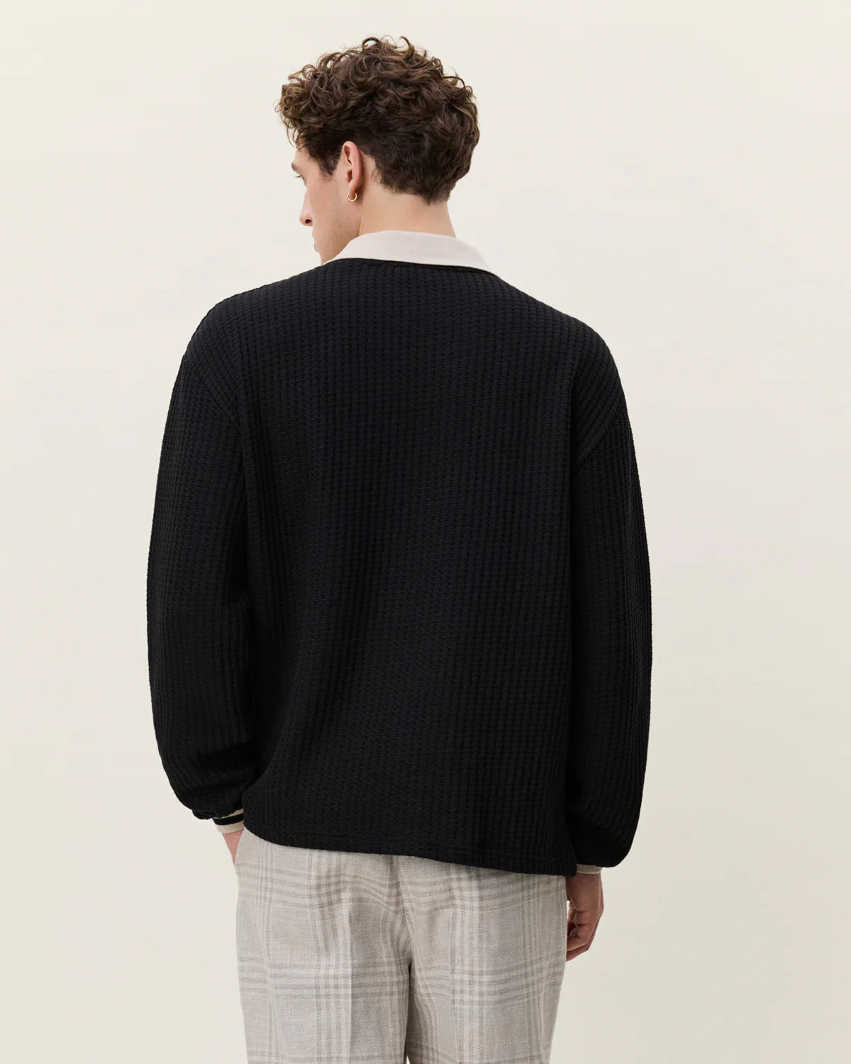 Waffle Long-sleeve Football Jersey - Black