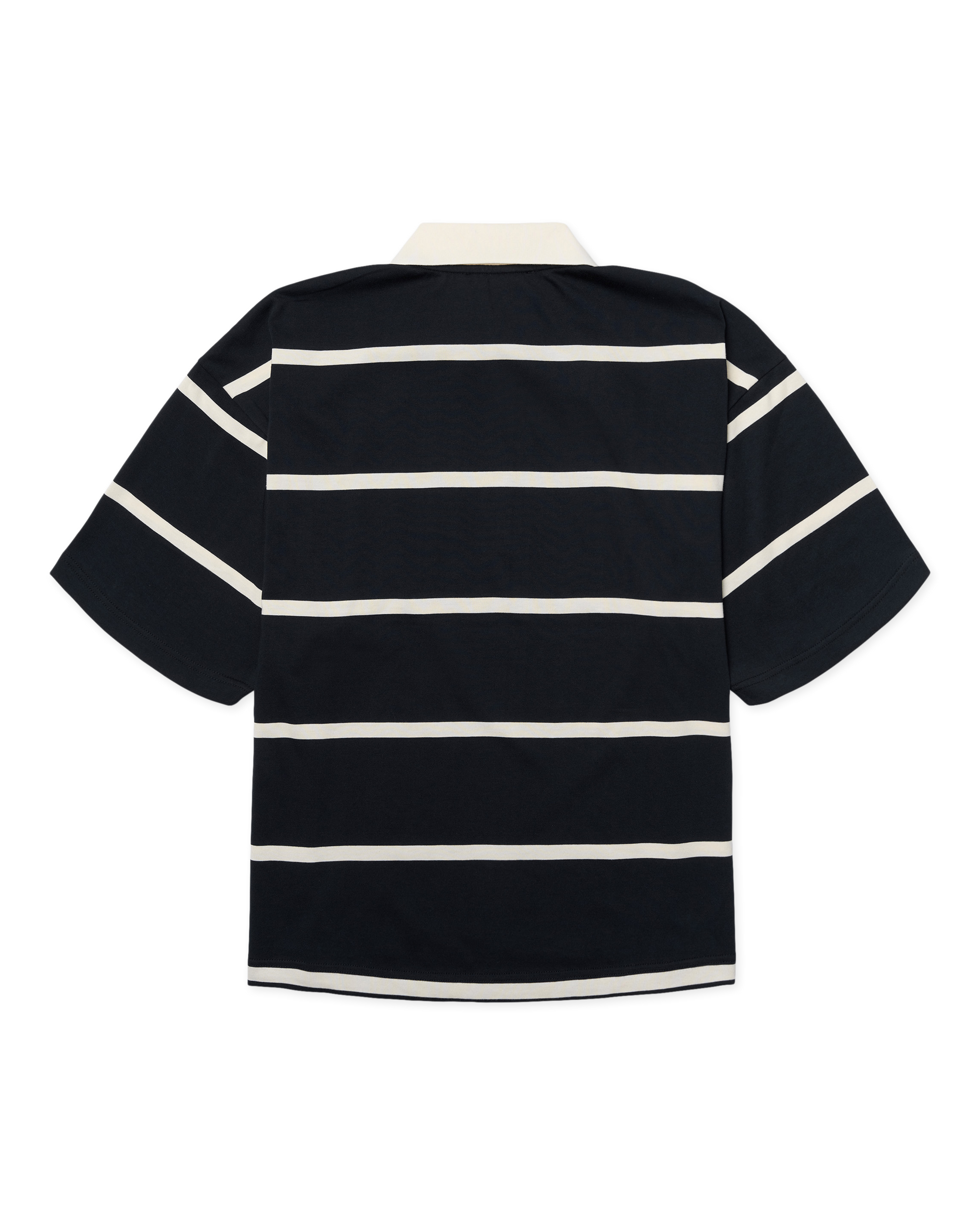 Hiro S/S Stripe Zip Polo - Off White/Navy