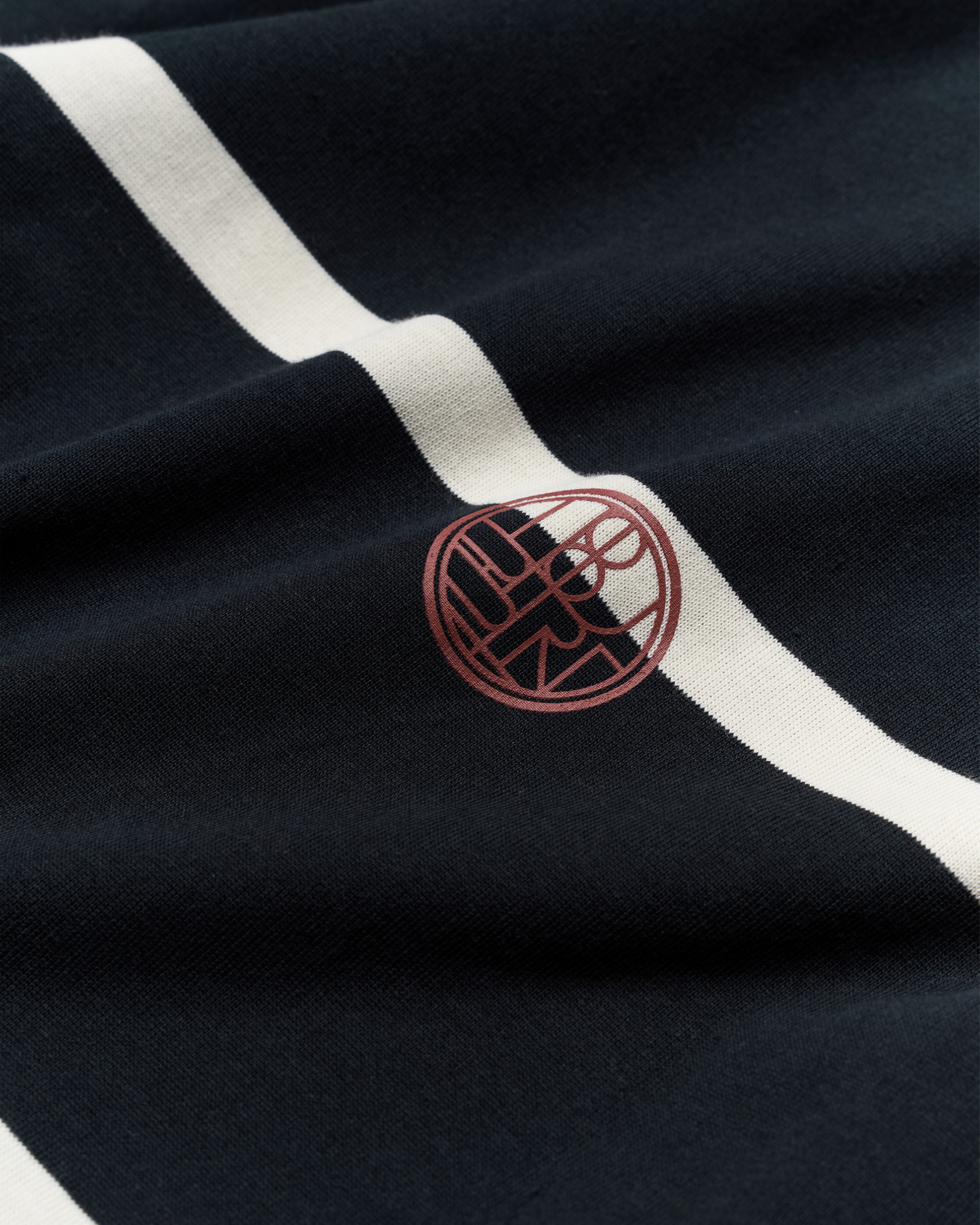 Hiro S/S Stripe Zip Polo - Off White/Navy