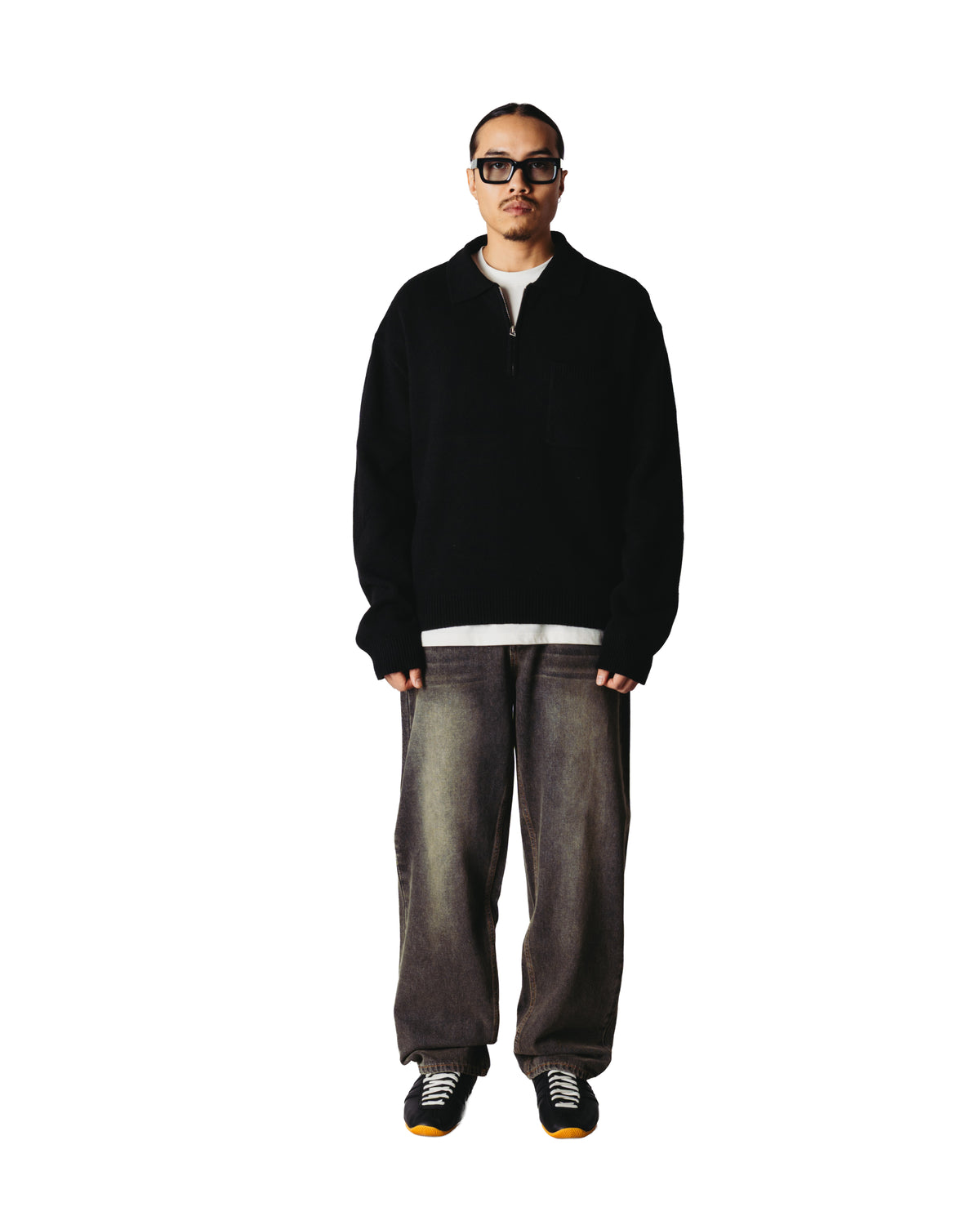 Kang 1/2 Zip Polo - Black