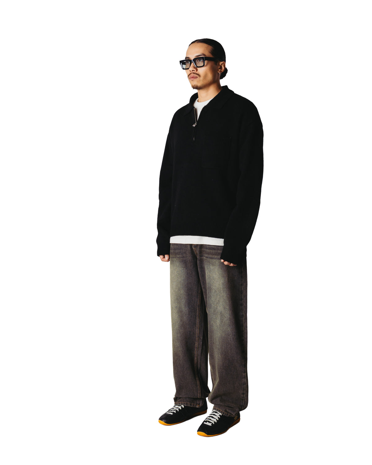 Kang 1/2 Zip Polo - Black
