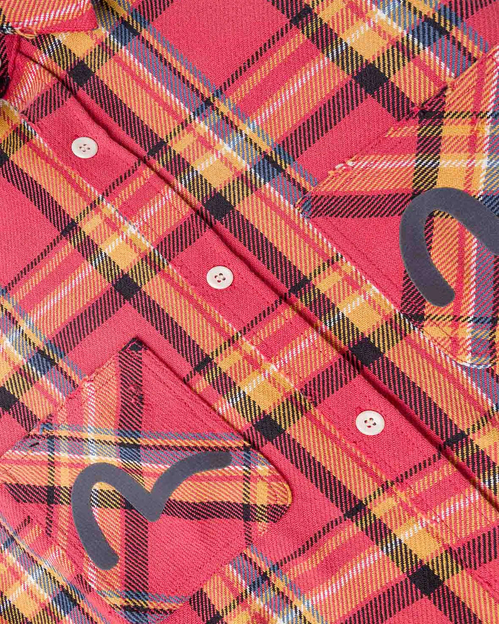 Heavy Washed And Distressed Flannel Shirt - Red Check