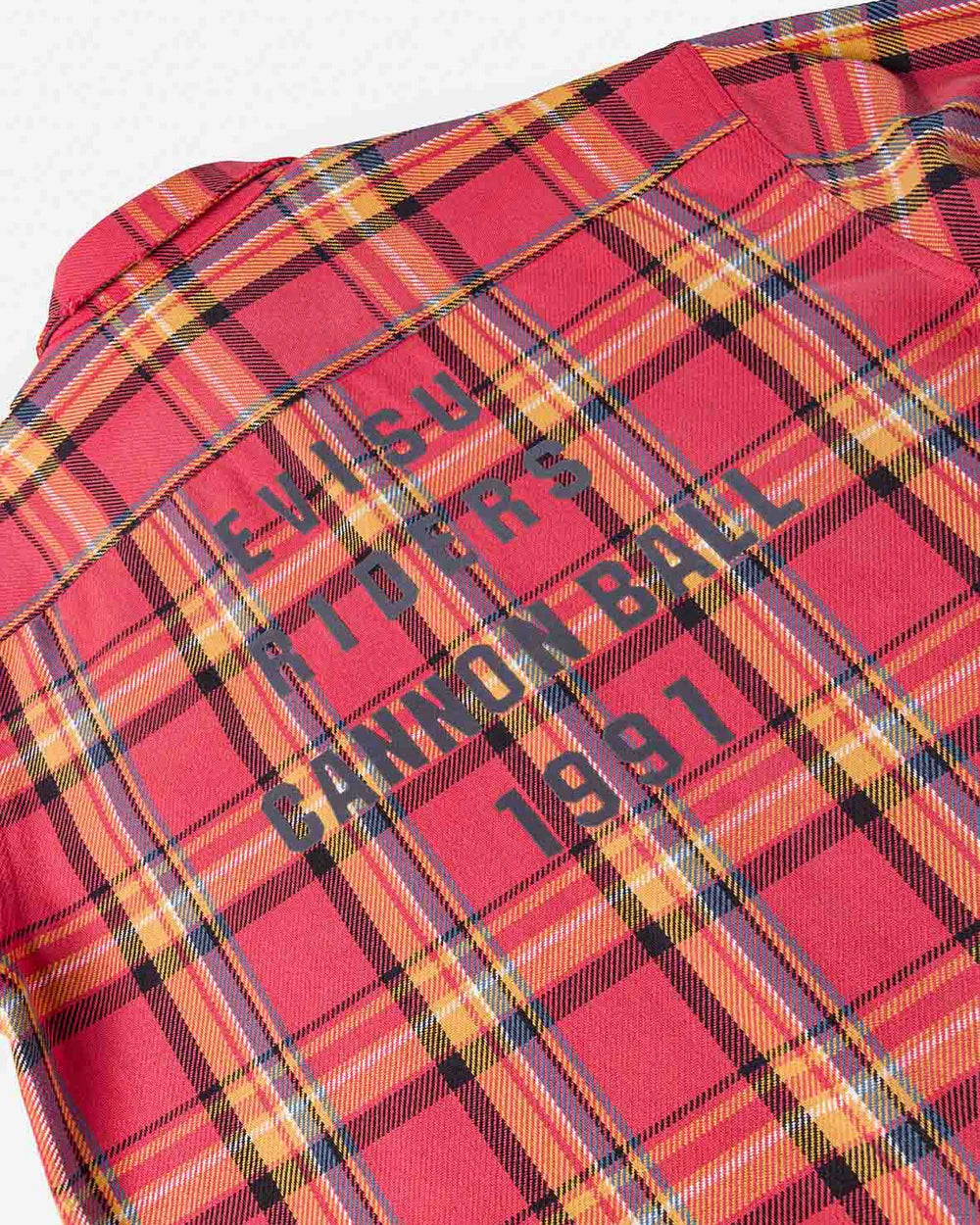 Heavy Washed And Distressed Flannel Shirt - Red Check