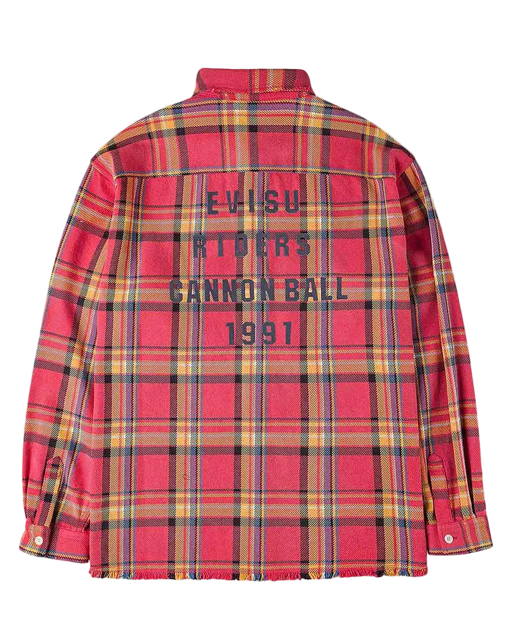 Heavy Washed And Distressed Flannel Shirt - Red Check