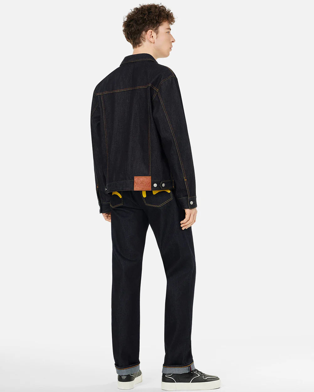 Ecru Seagull Printed Denim Jacket - Raw Indigo