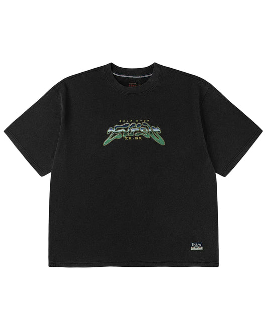 Neon Leopard Printed Ss Tee - Black