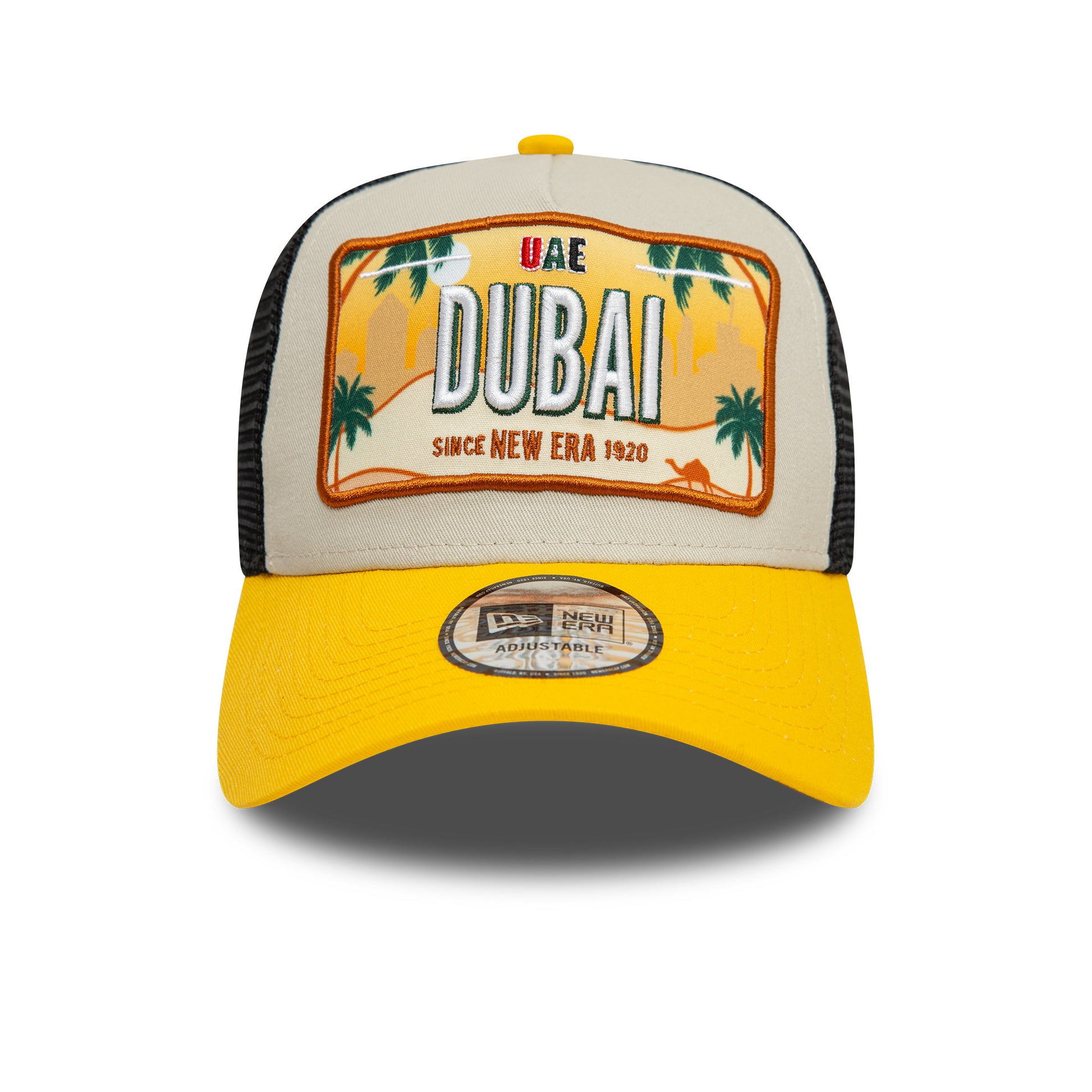 9Forty Trucker License Plate New Era Branded - Stone/Grilled Yellow